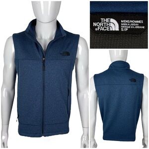 The North Face Mens Small Cayonwall Vest Blue Full Zip Windwall Polyester EUC